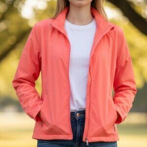 Women’s XL Oxford Golf Lightweight Windbreaker Jacket Melon Polyester Mesh Lined